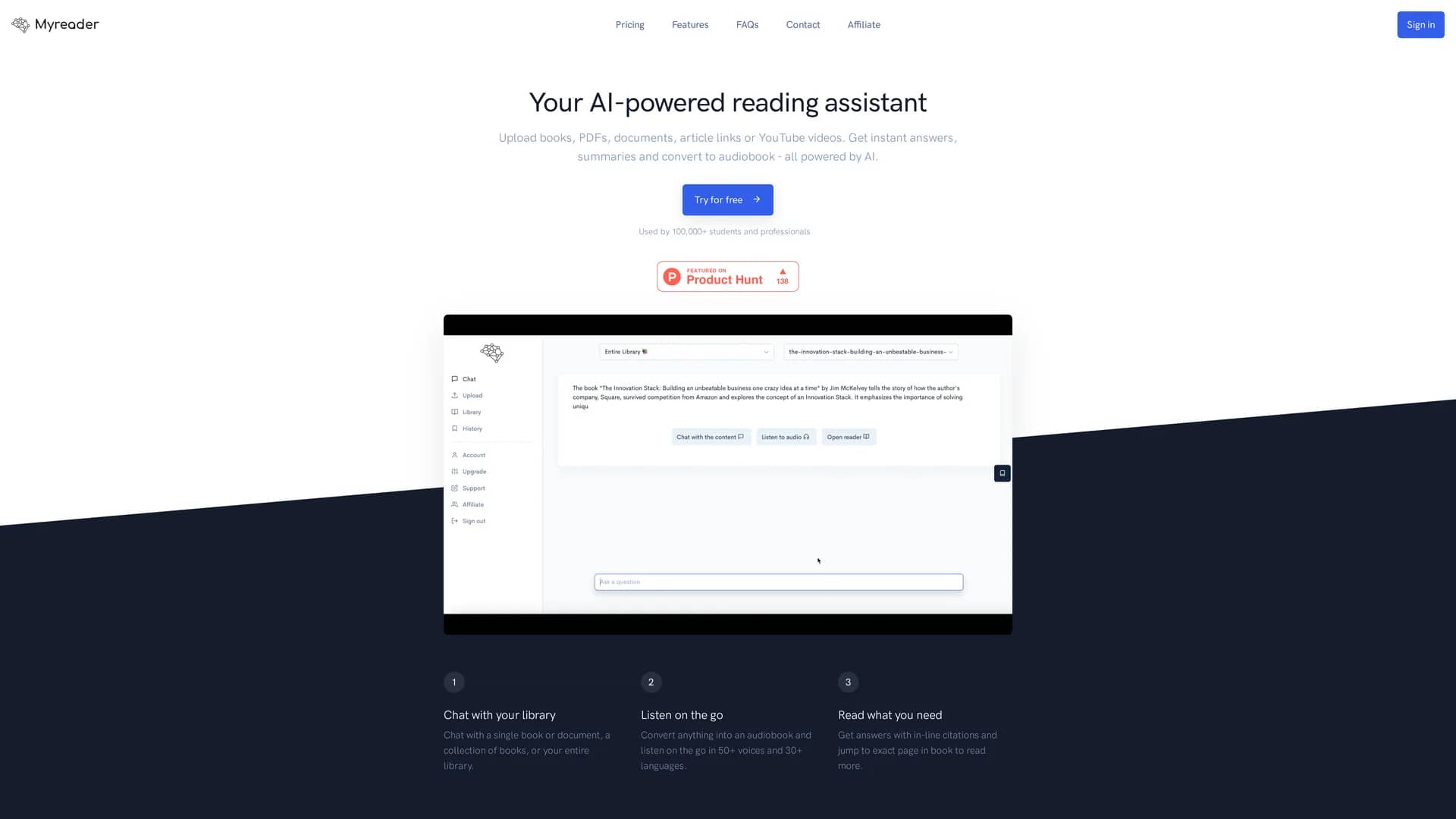 myreader-ai homepage