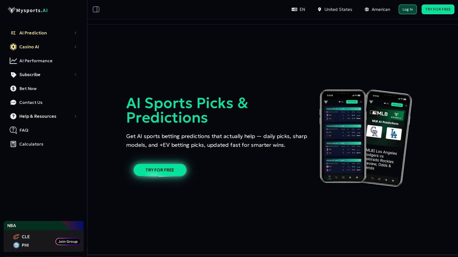 mysports-ai homepage