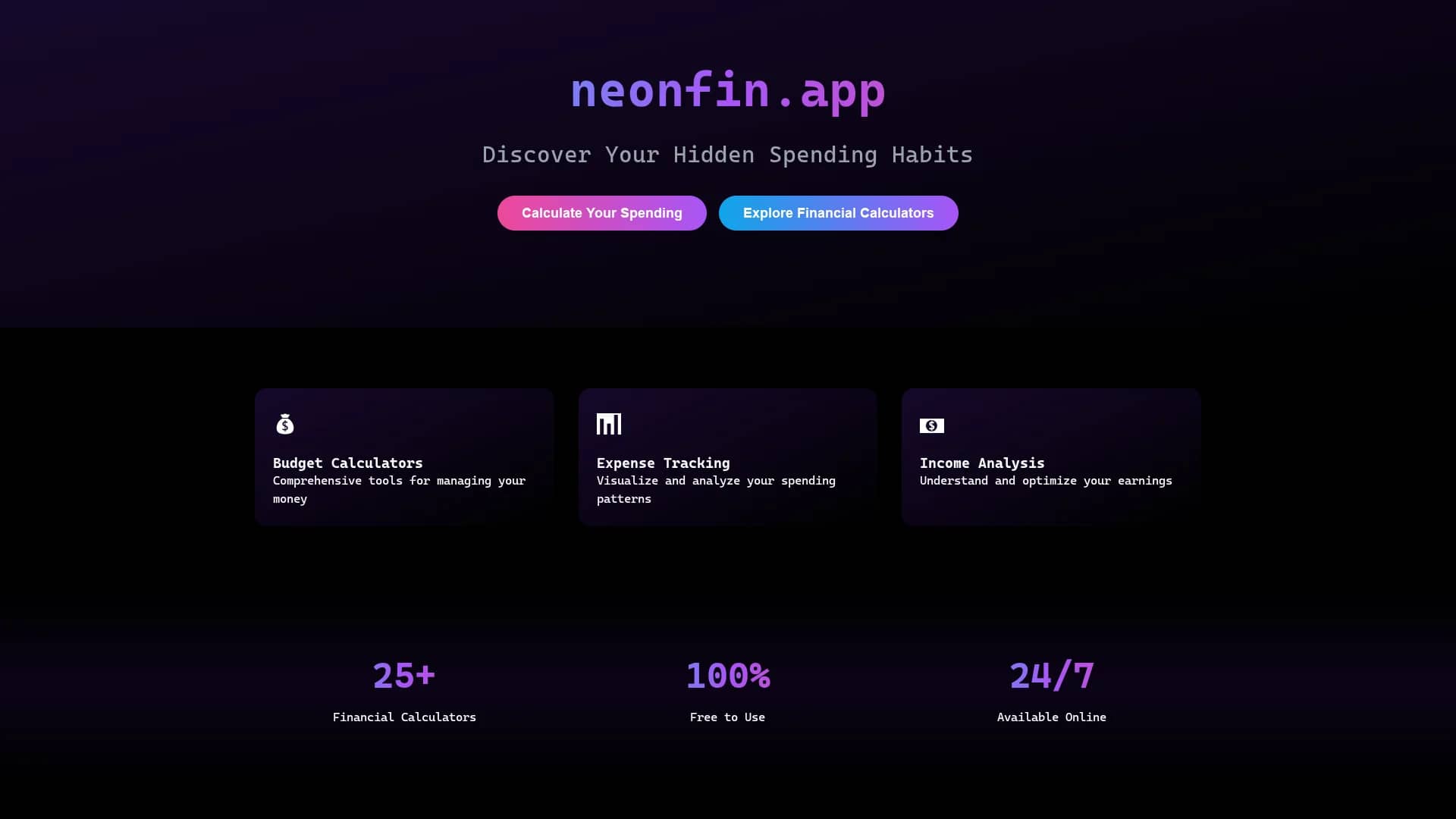 neonfin homepage