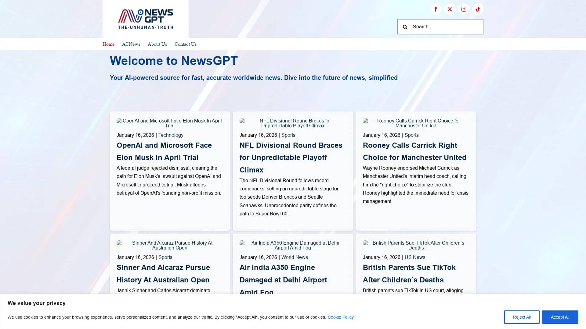 newsgpt homepage