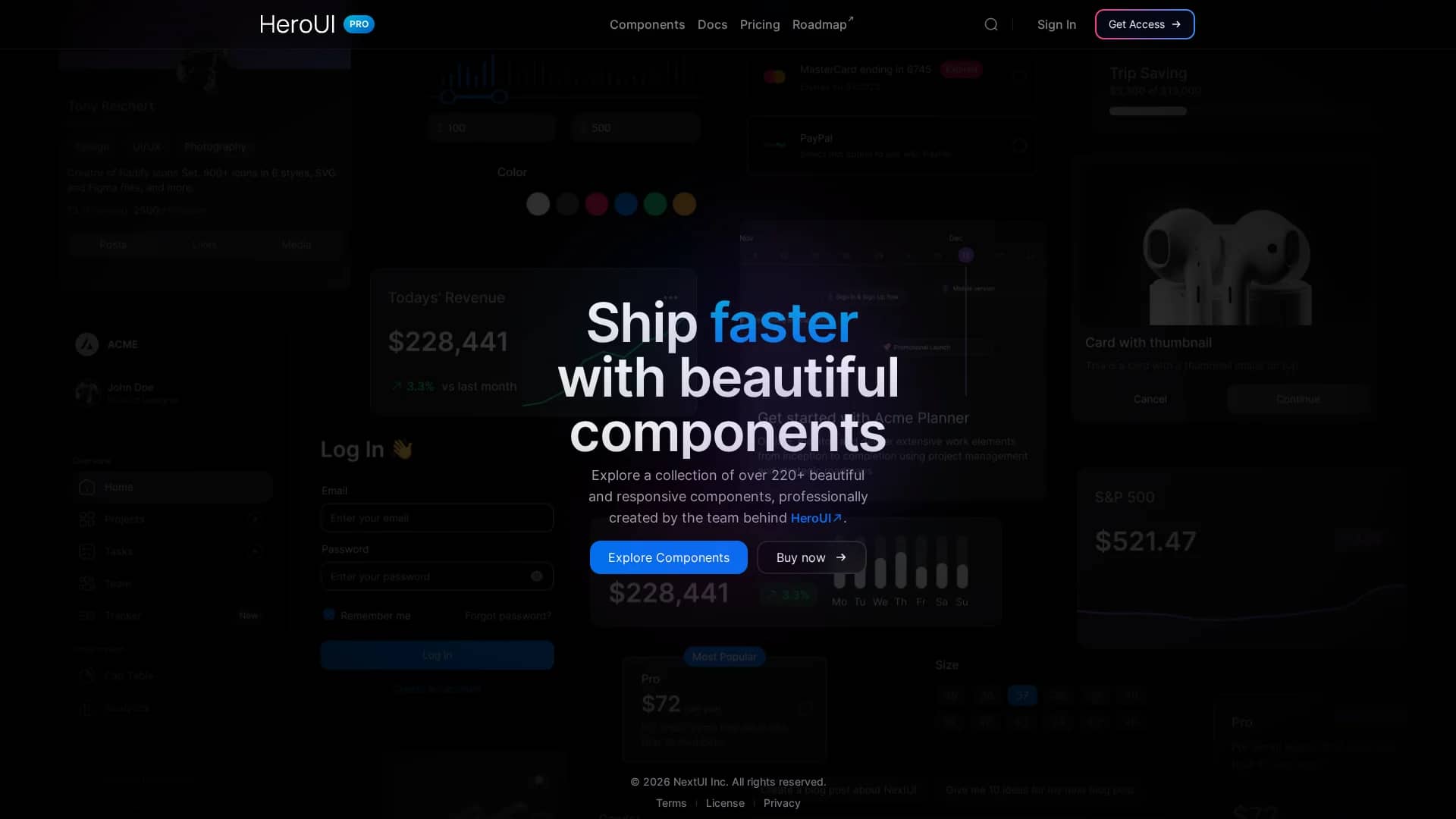 nextui-pro homepage