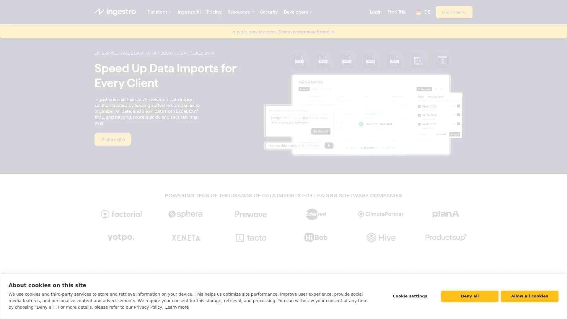 nuvo-no-code-data-pipelines homepage