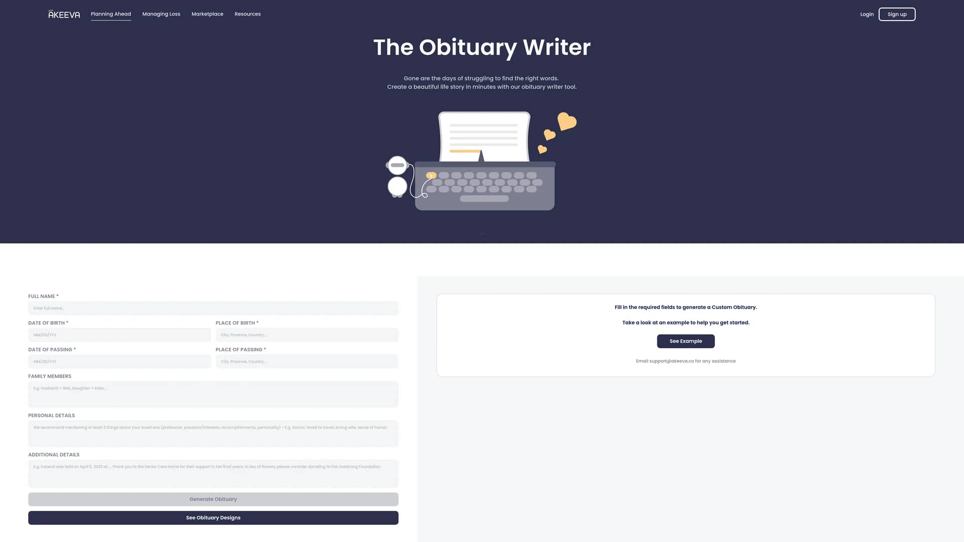 obituary-writer homepage
