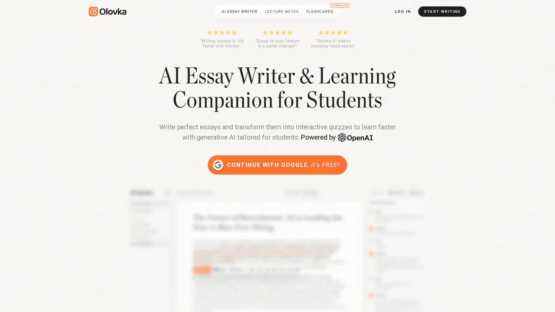 olovka-ai-essay-writer homepage