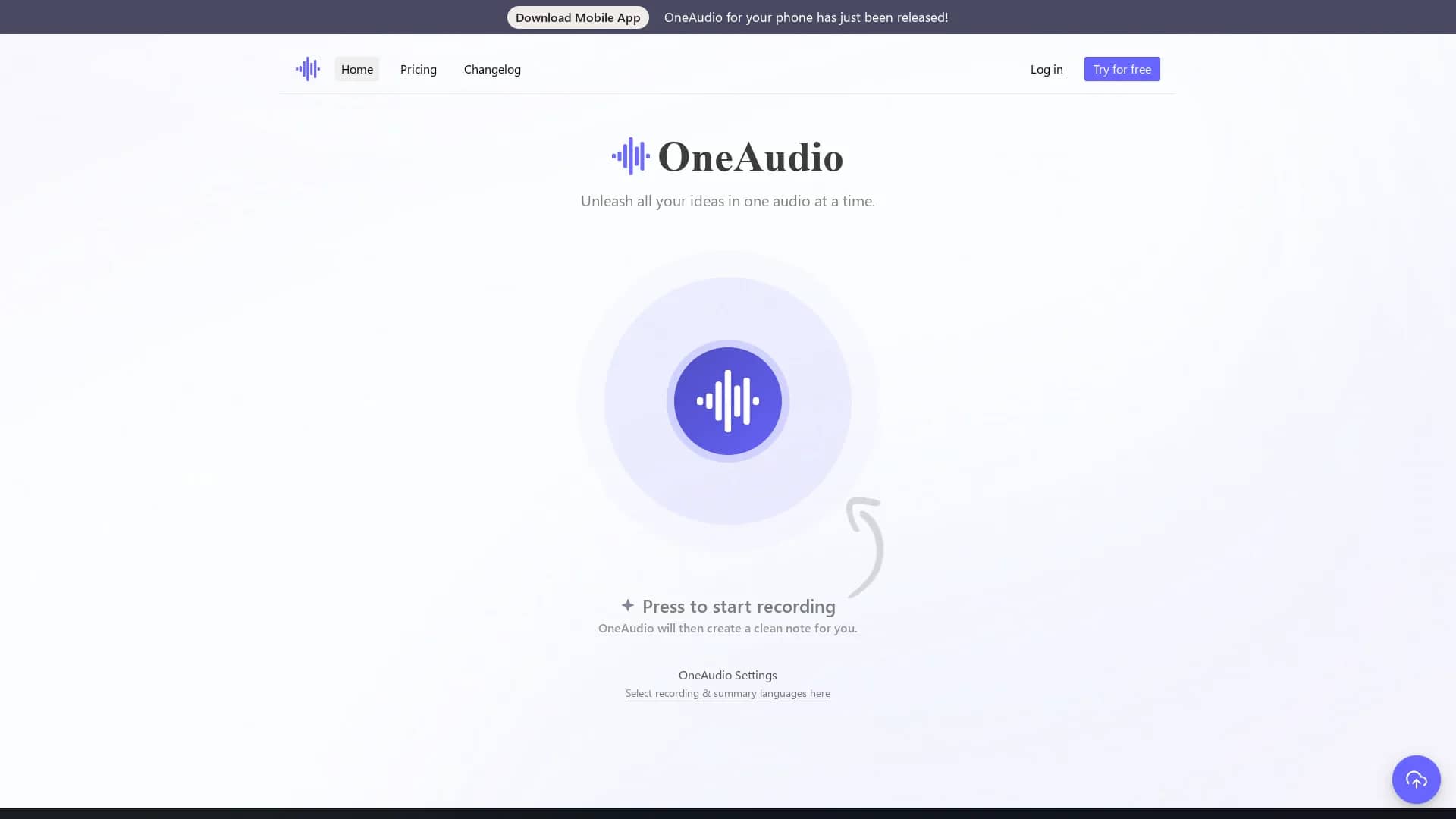 oneaudio-ai homepage