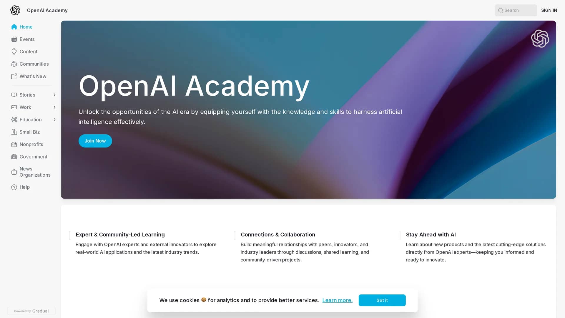 openai-academy homepage