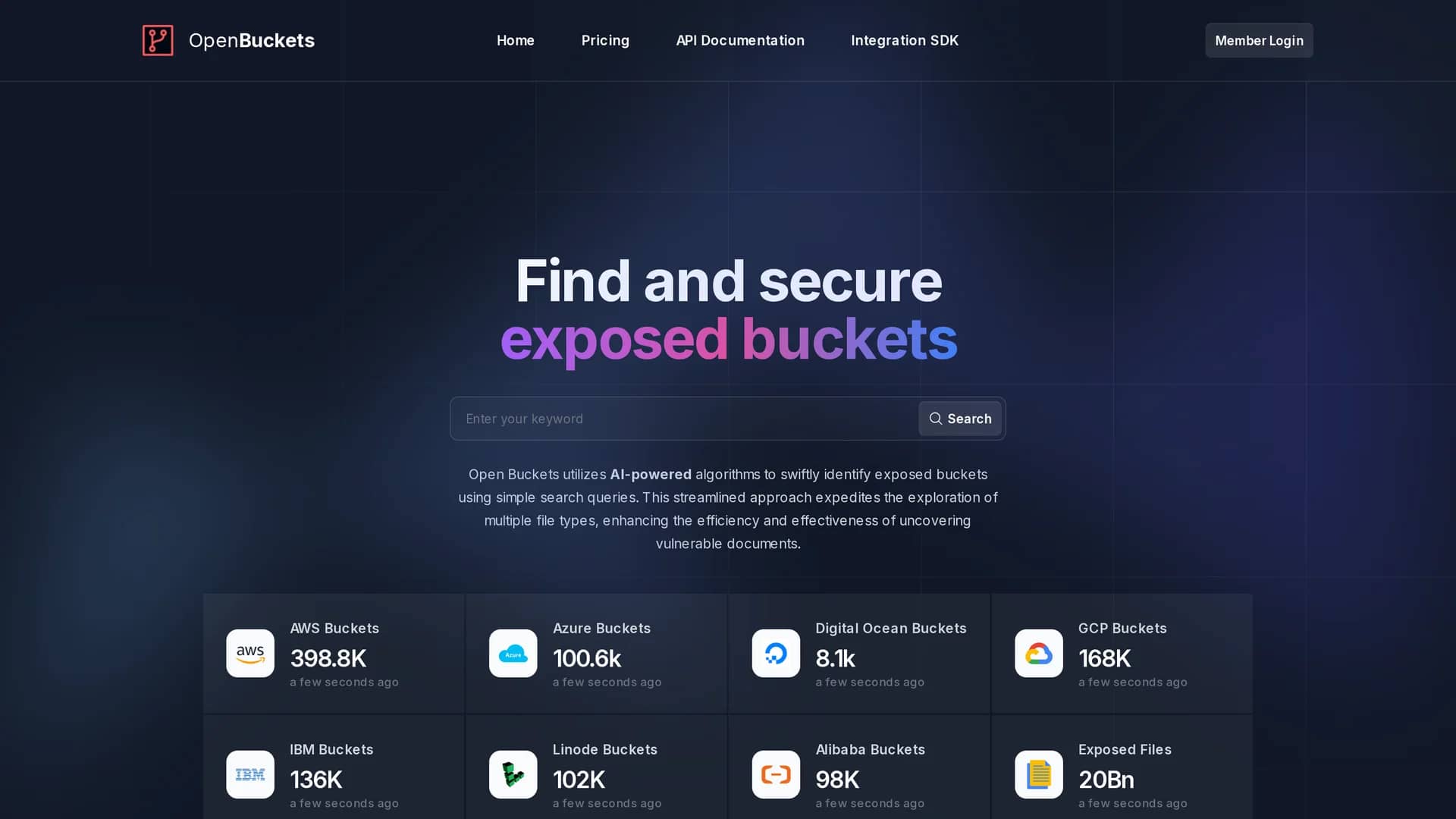 openbuckets homepage