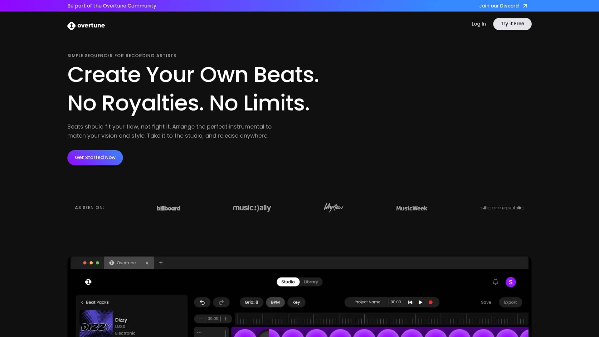 overtune homepage