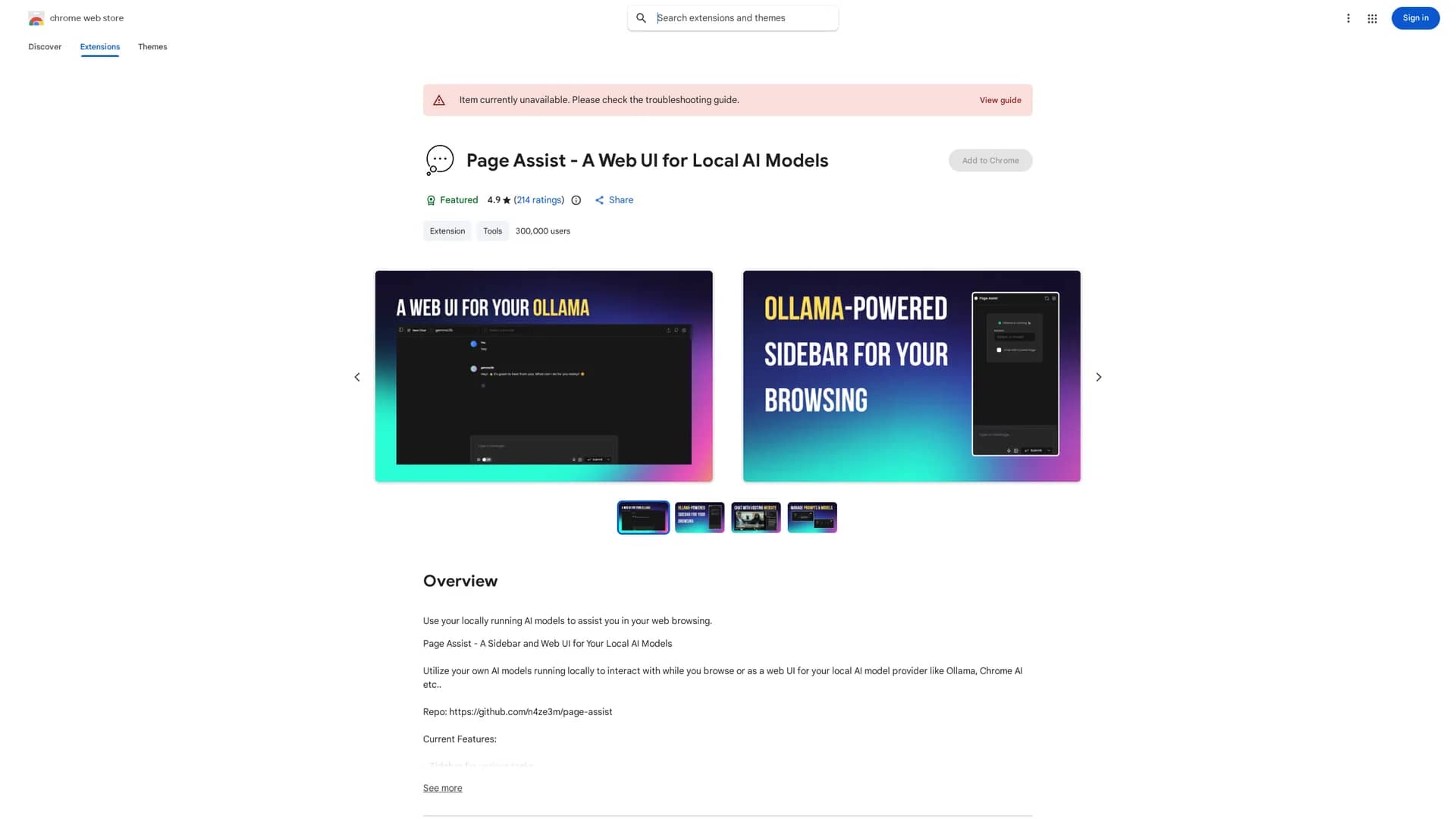 page-assist-for-ollama homepage