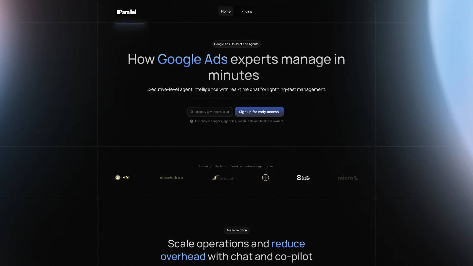 parallel homepage