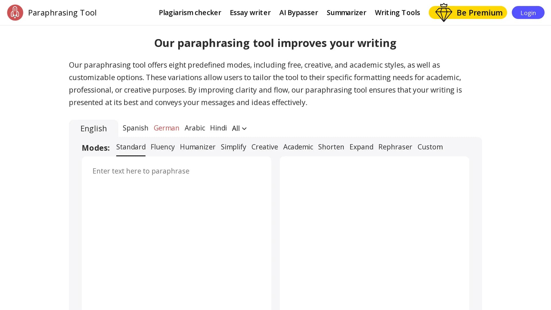 paraphrasingtool-ai homepage