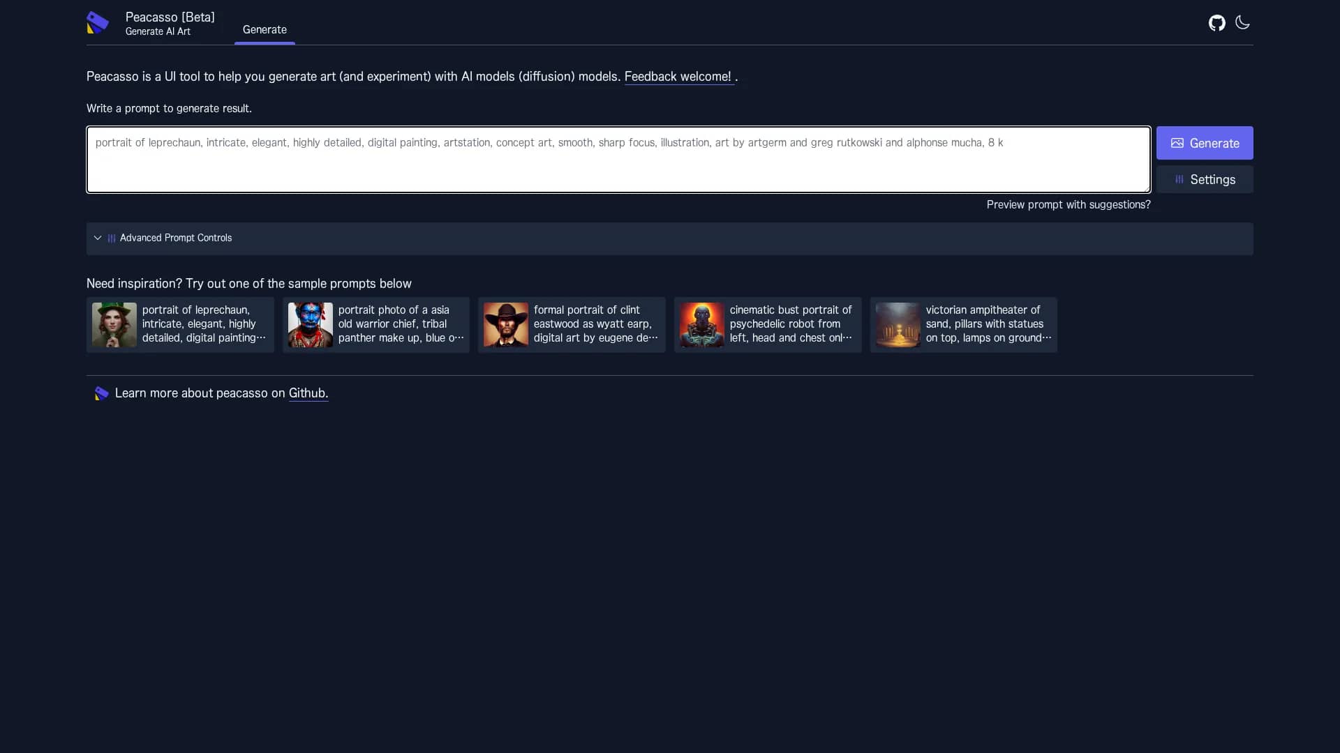 peacasso homepage
