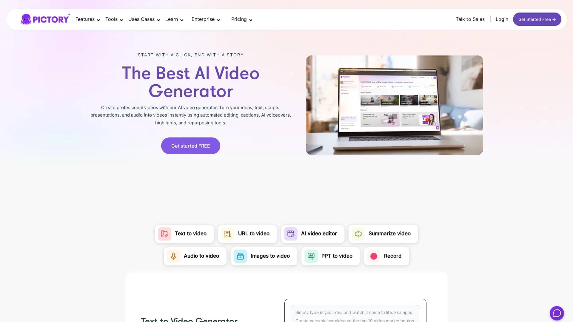 pictory homepage