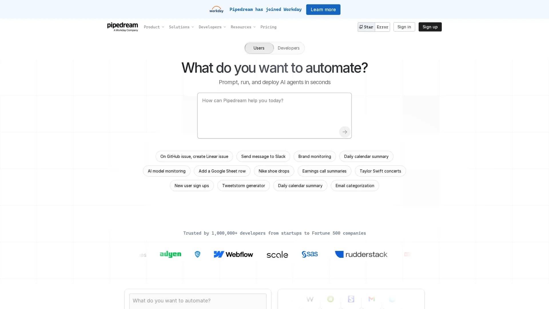 pipedream homepage