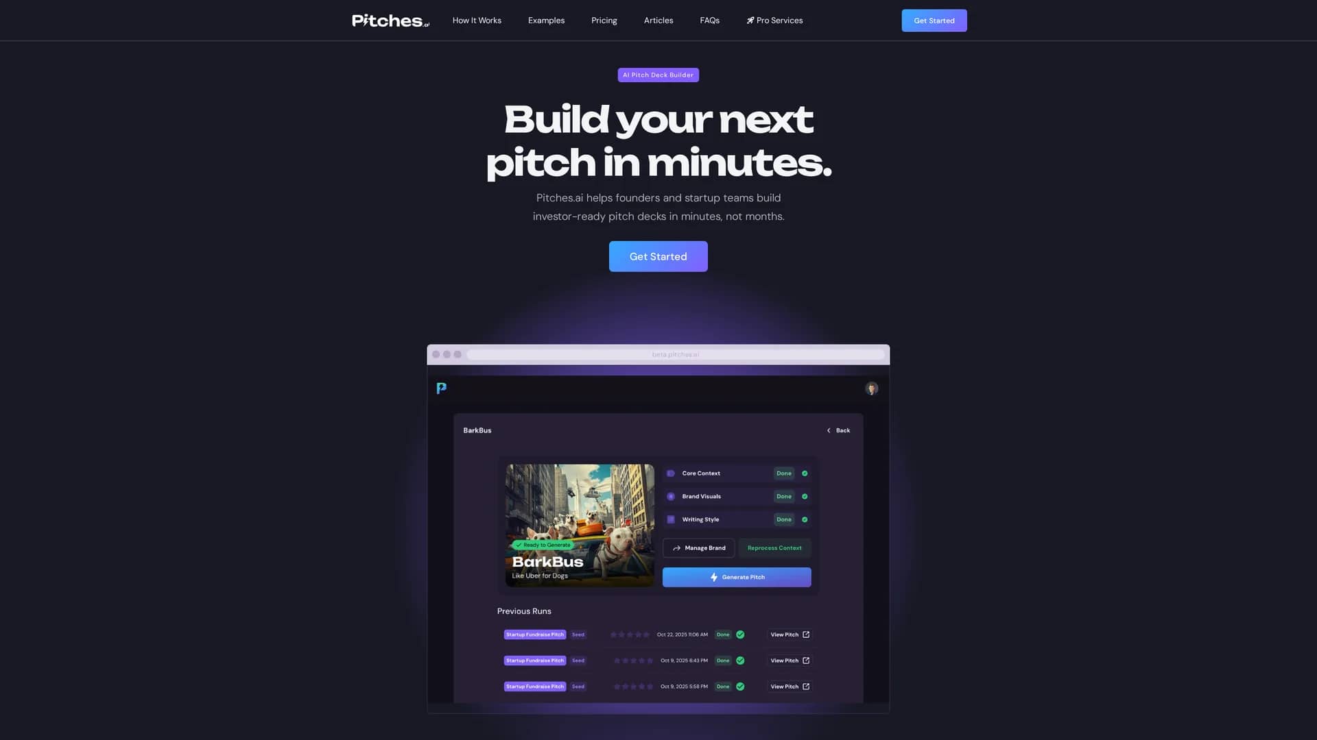 pitches-ai homepage