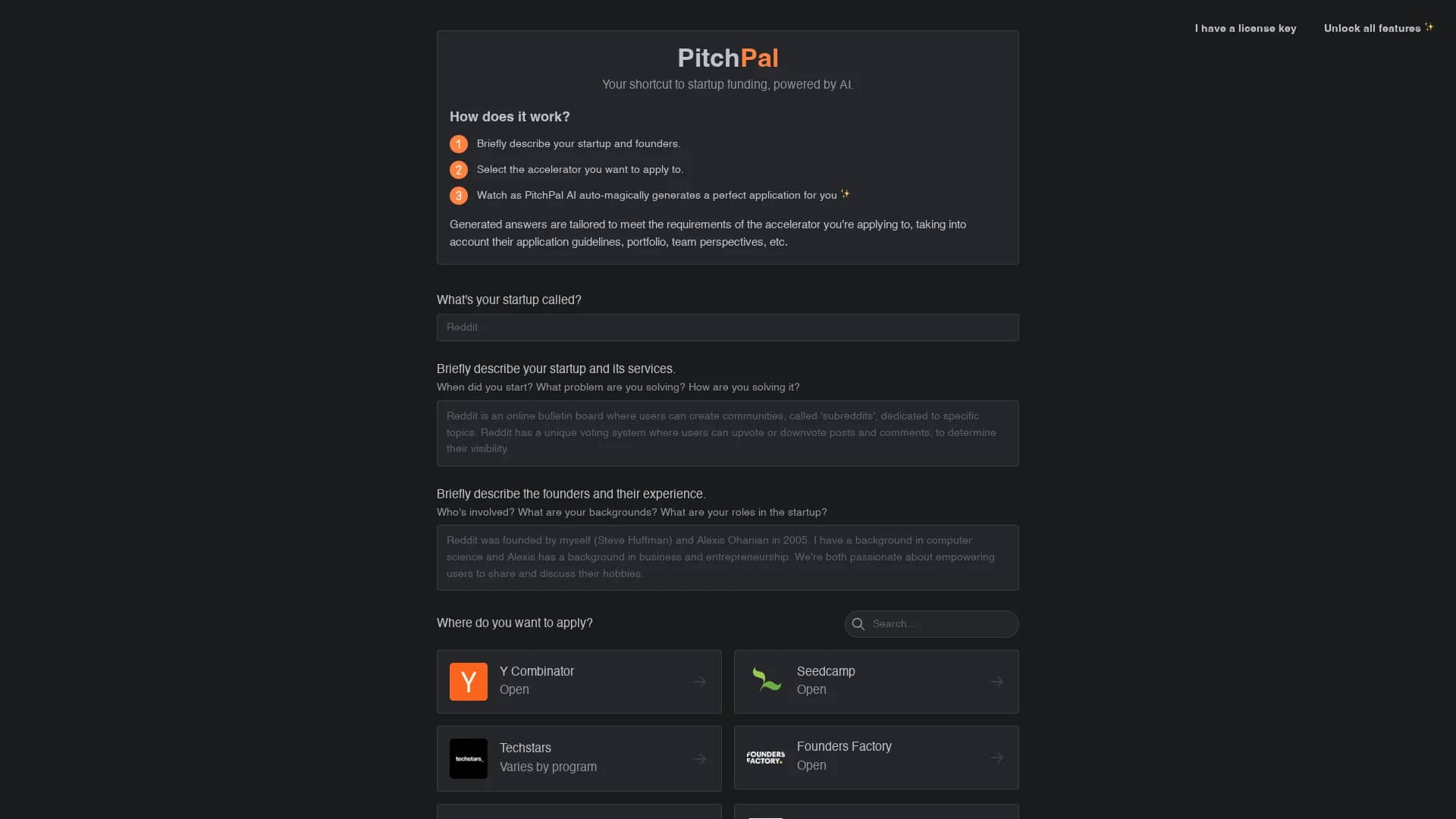 pitchpal homepage