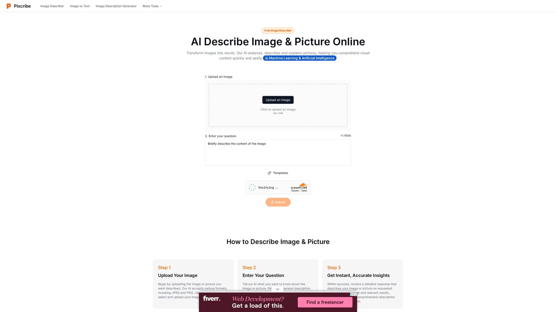 pixcribe homepage