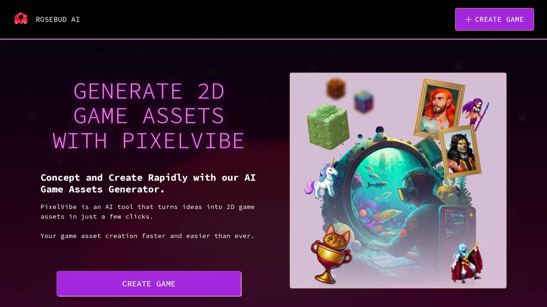 pixelvibe-by-rosebud-ai homepage