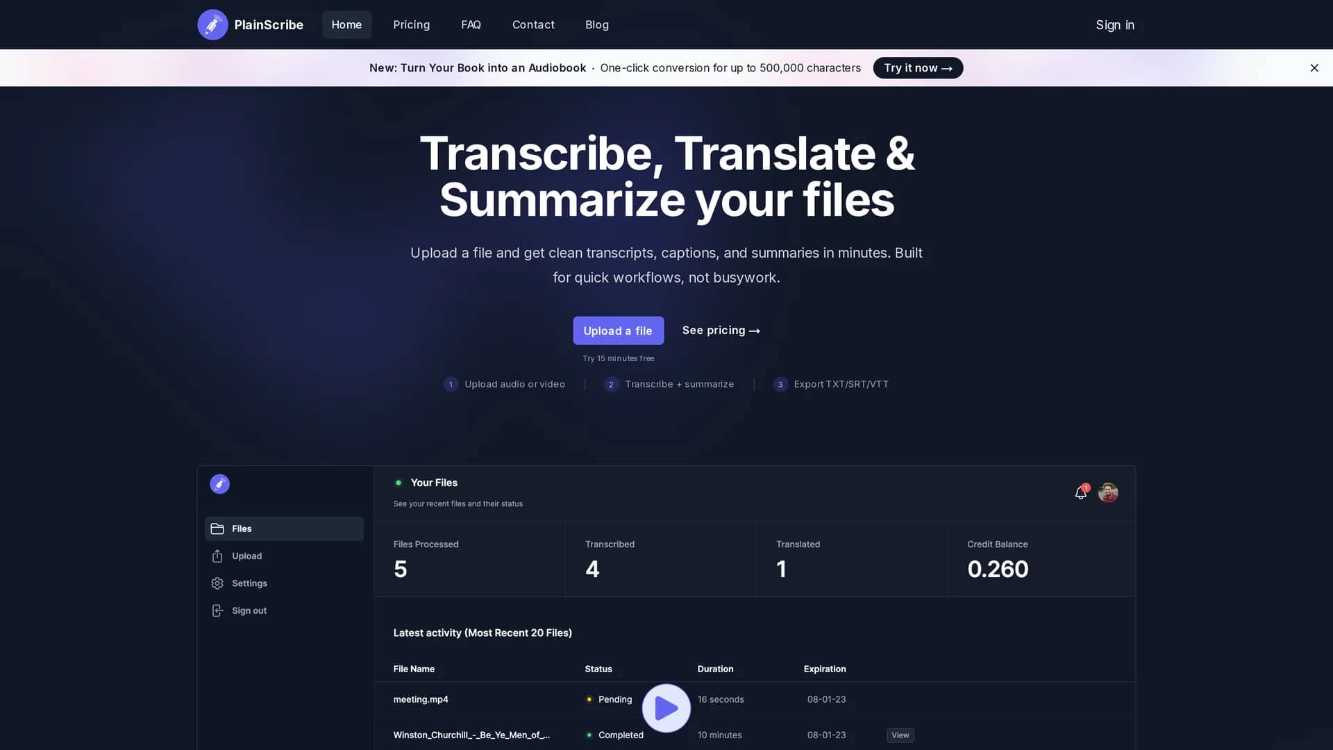 plainscribe homepage