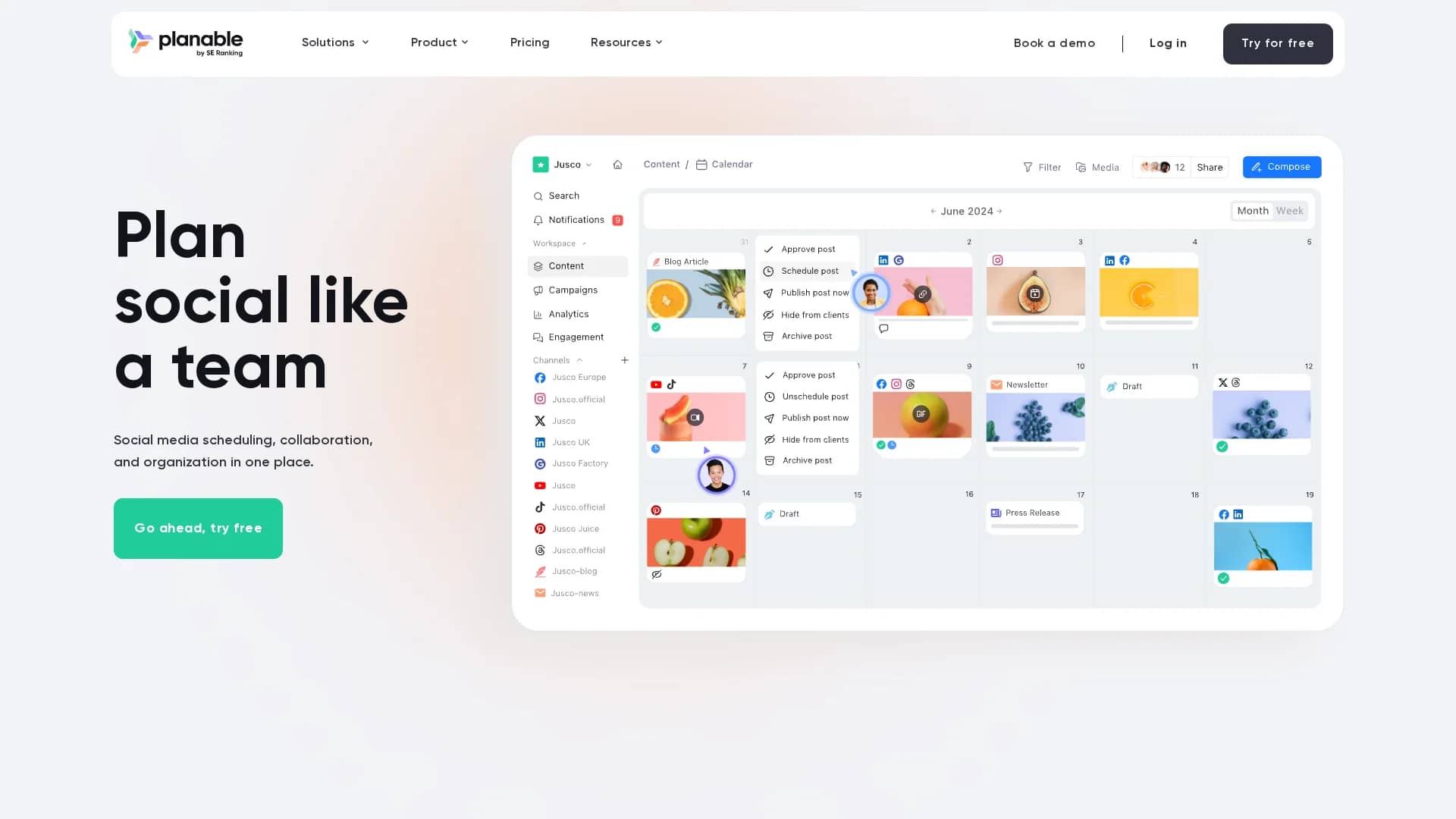 planable homepage