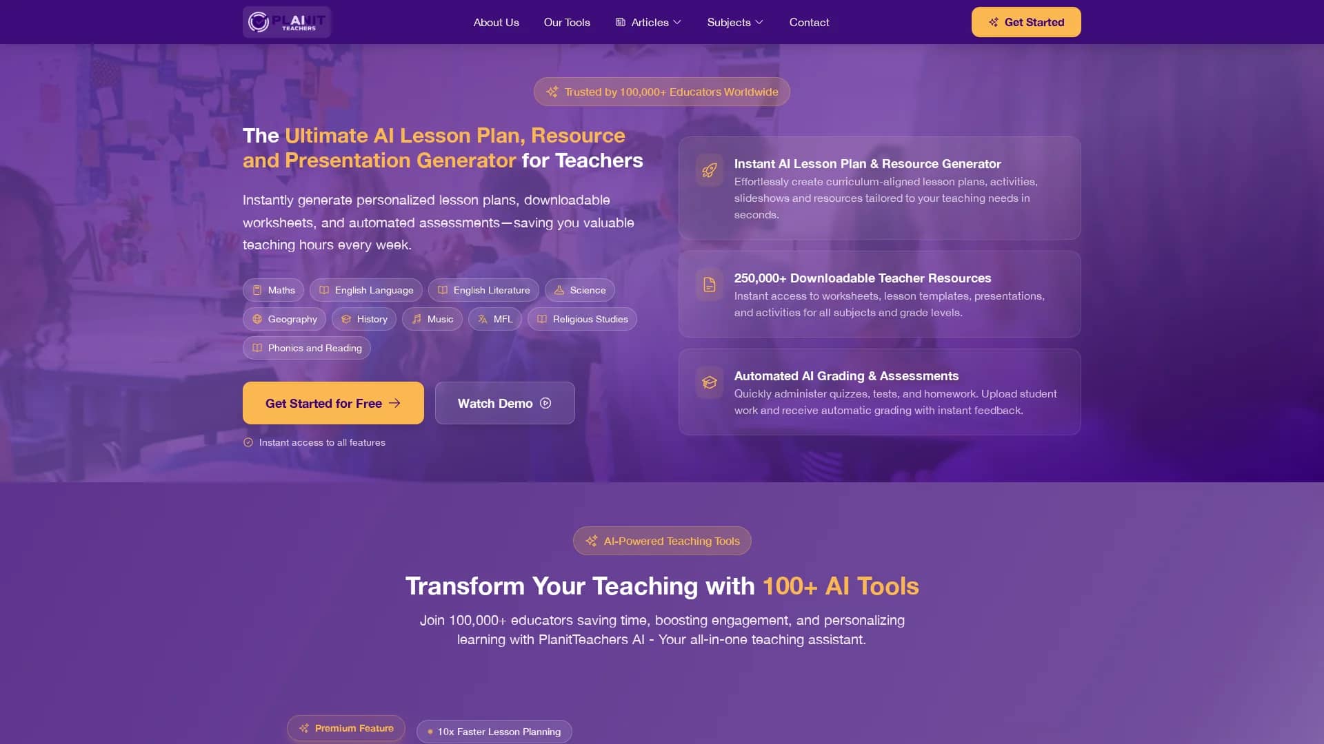 planit-teachers homepage