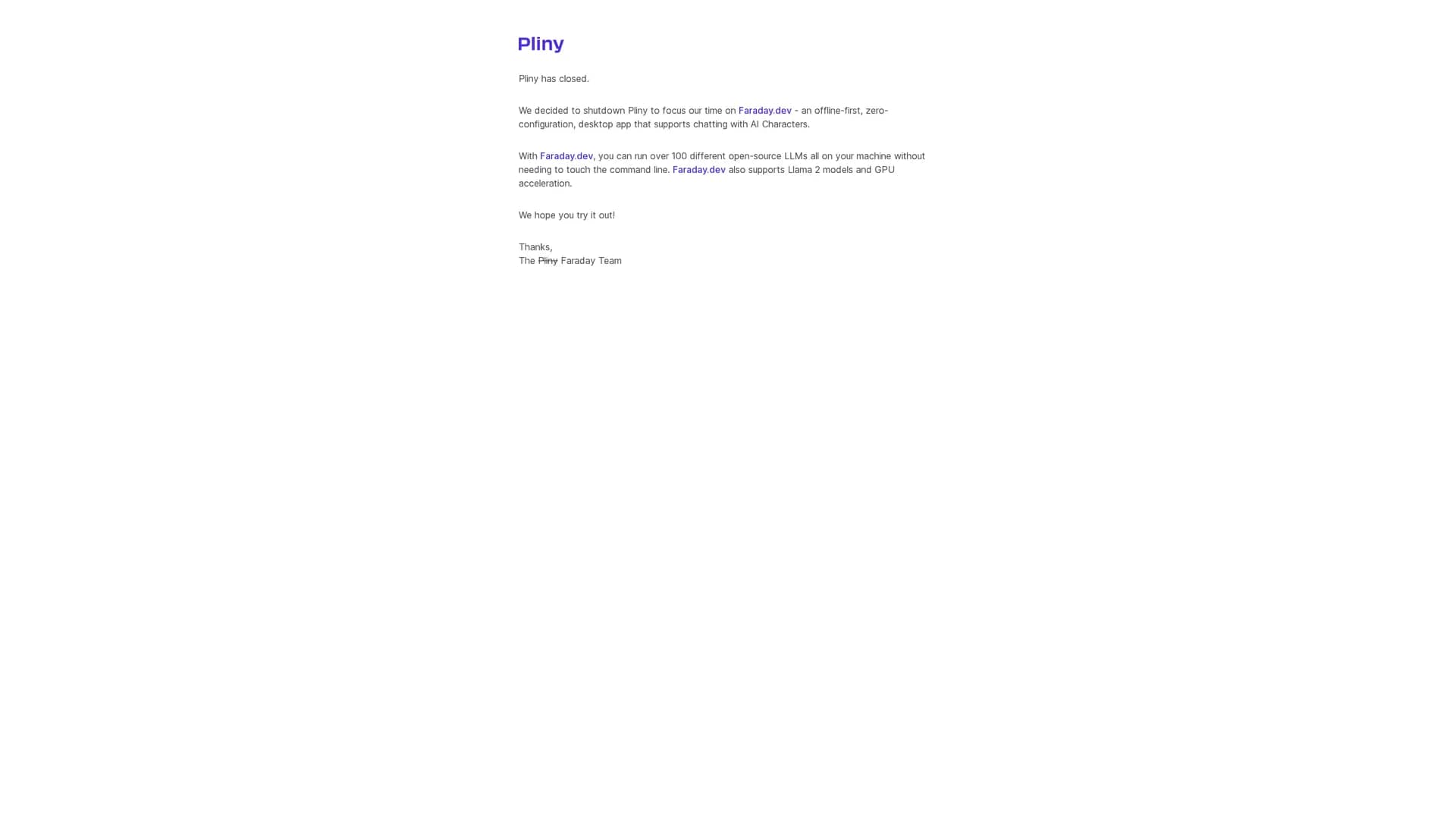 pliny homepage