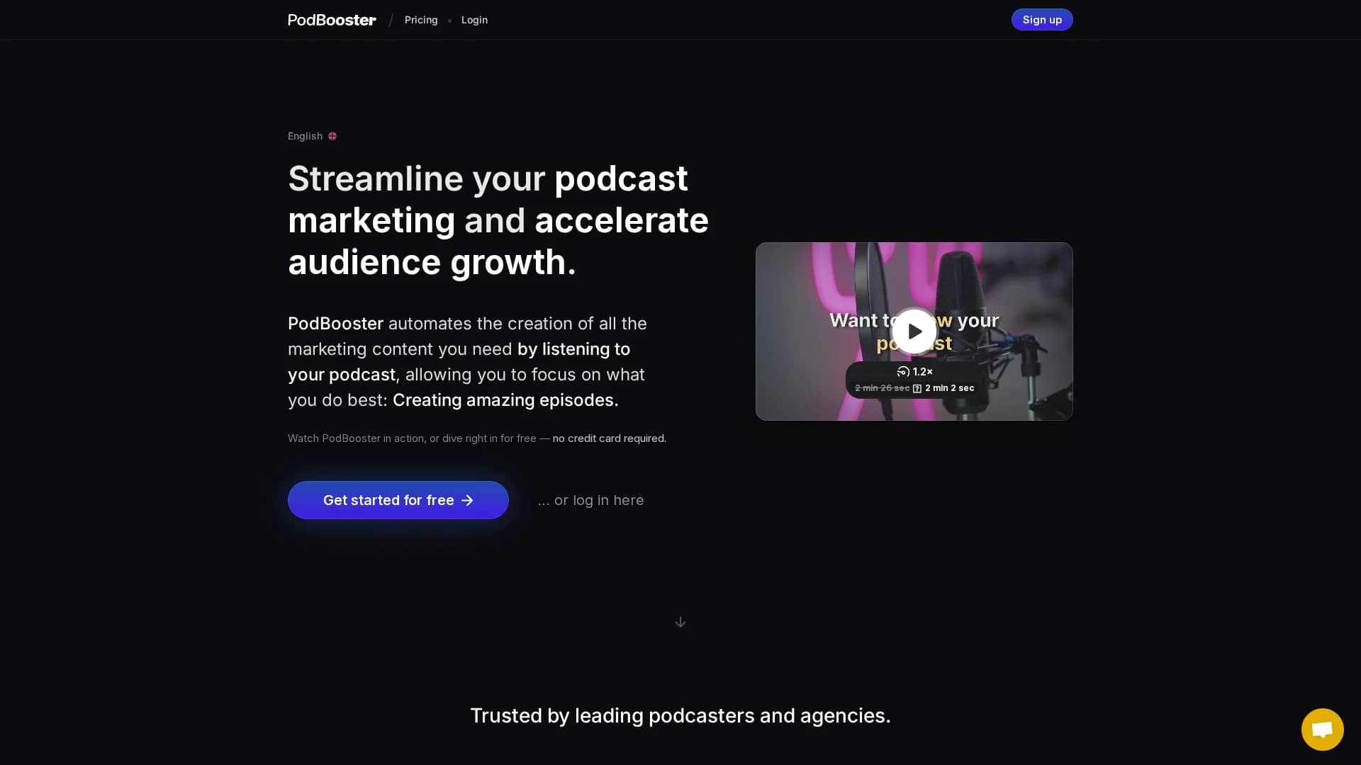 podbooster homepage