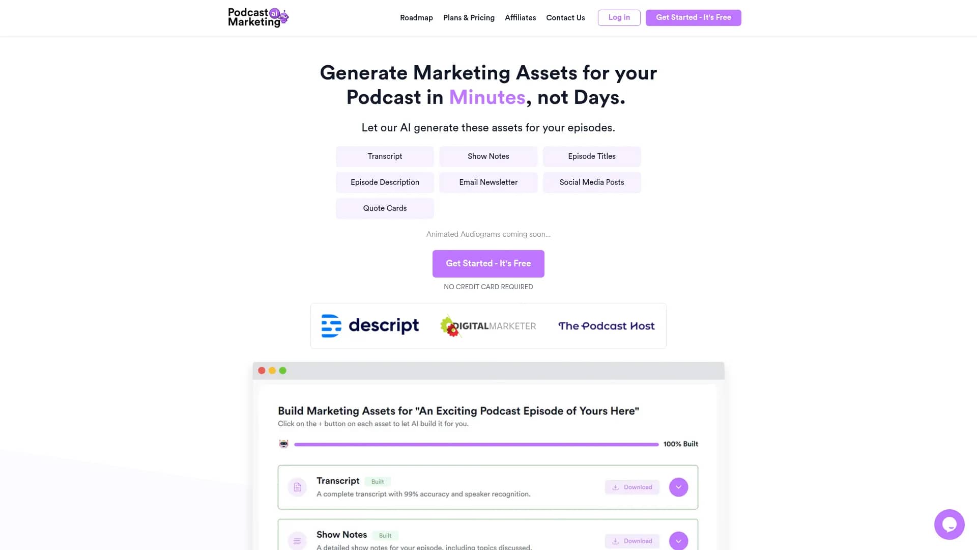 podcast-marketing-ai homepage