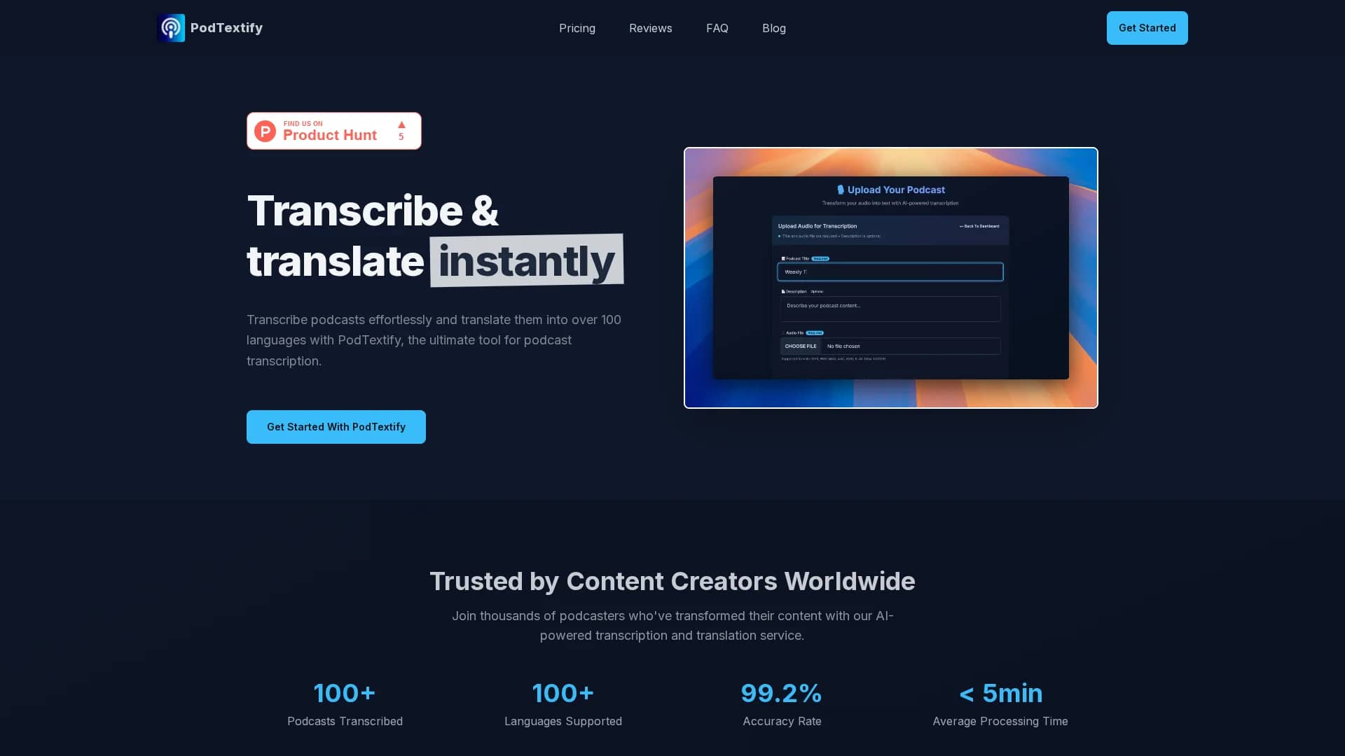 podtextify homepage