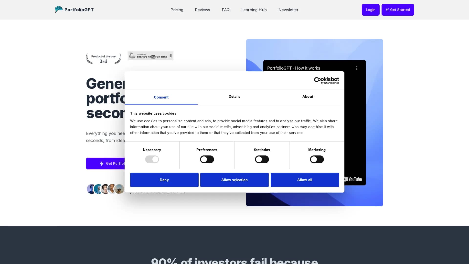 portfoliogpt homepage