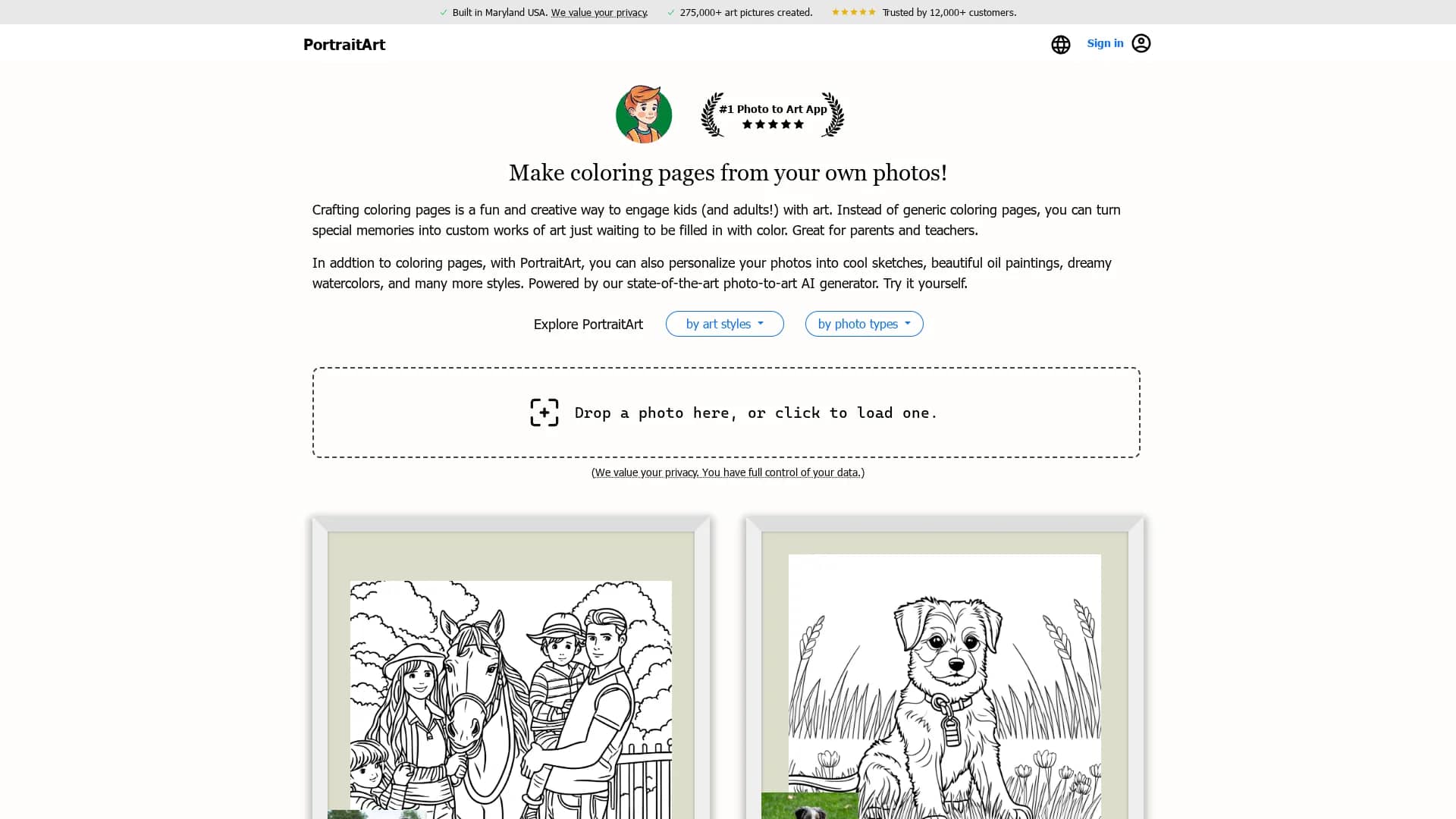 portraitart homepage