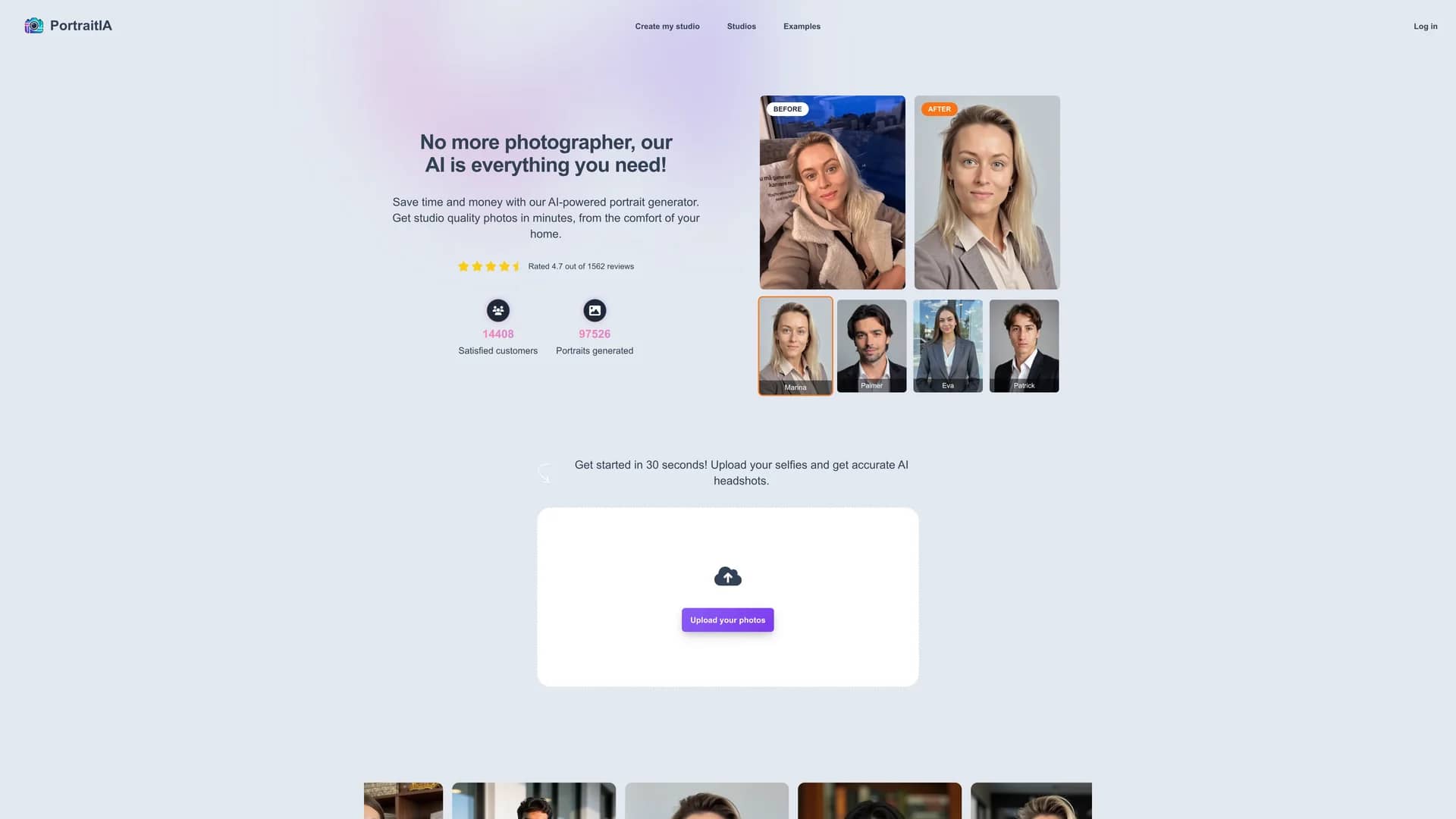 portraitia homepage