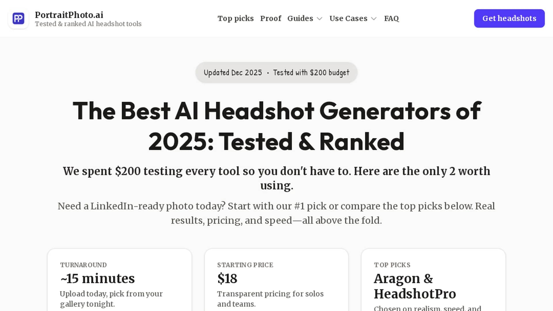portraitphoto-ai homepage