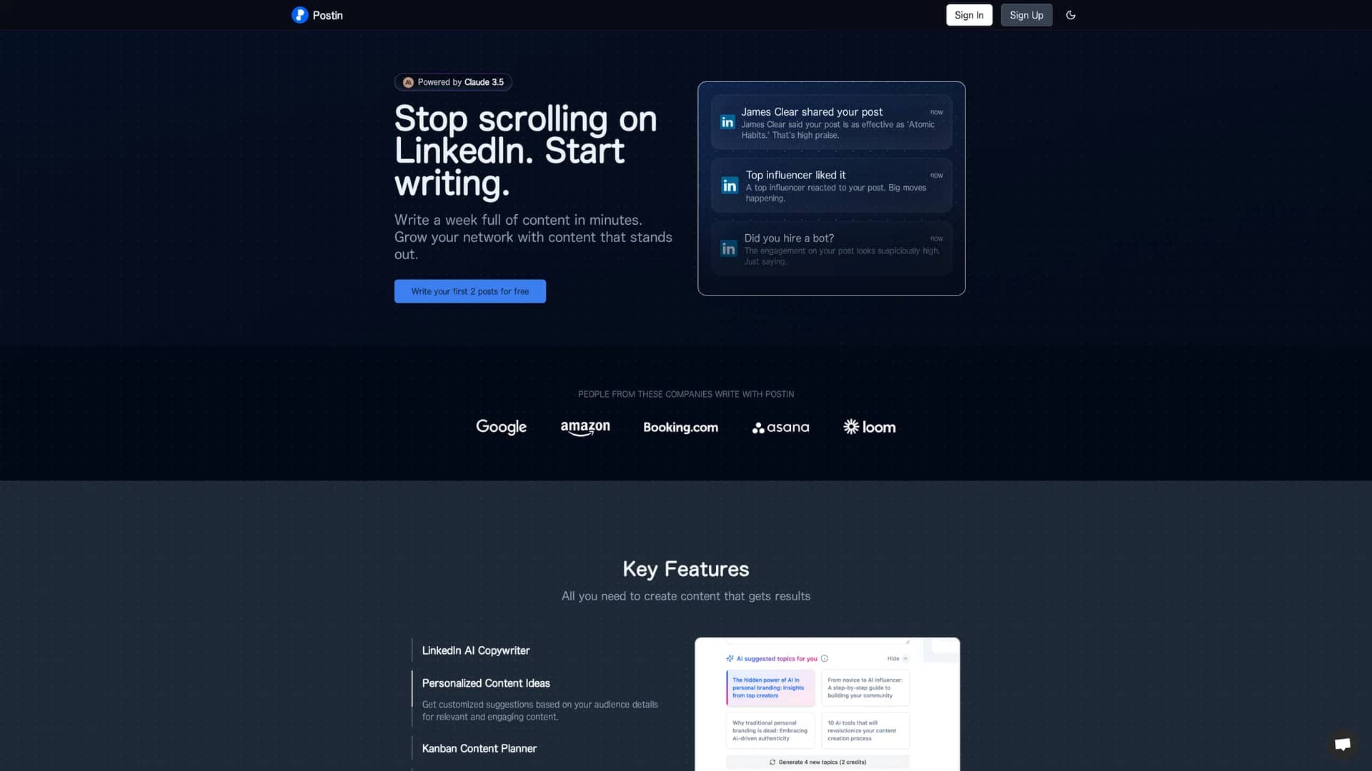 postin-ai homepage