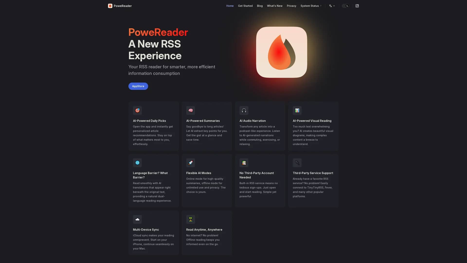 powereader homepage