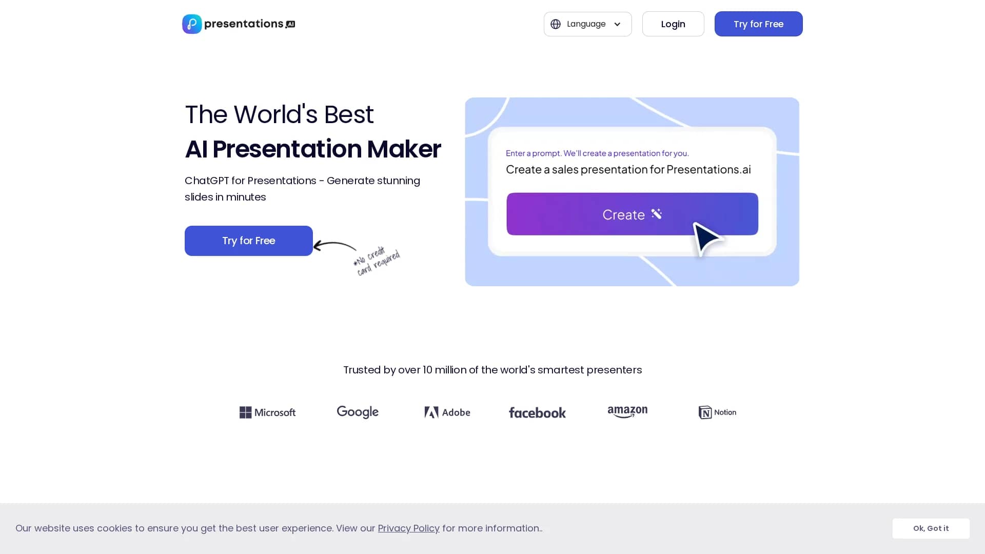presentations-ai homepage