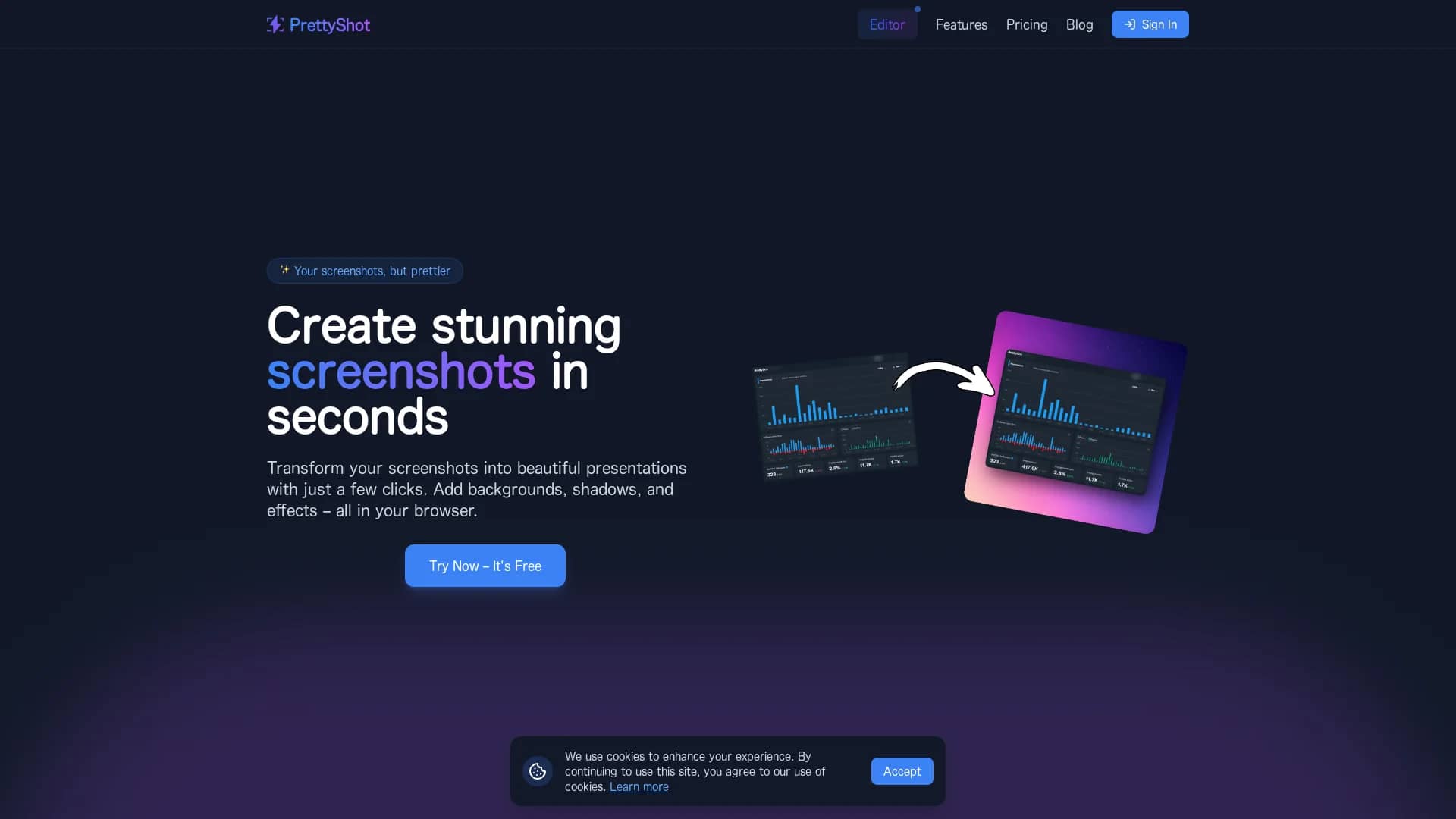 prettyshot homepage