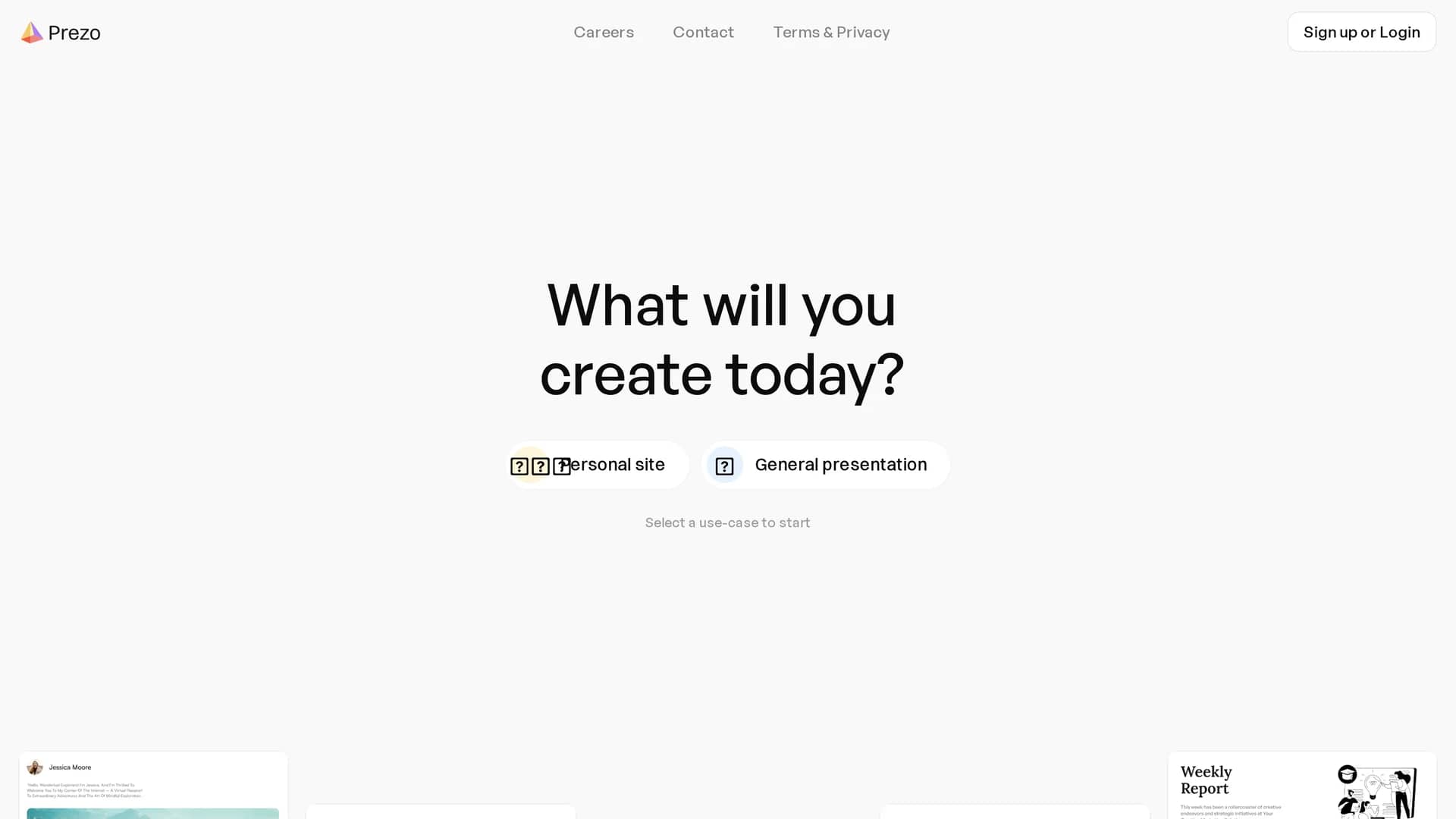 prezo homepage