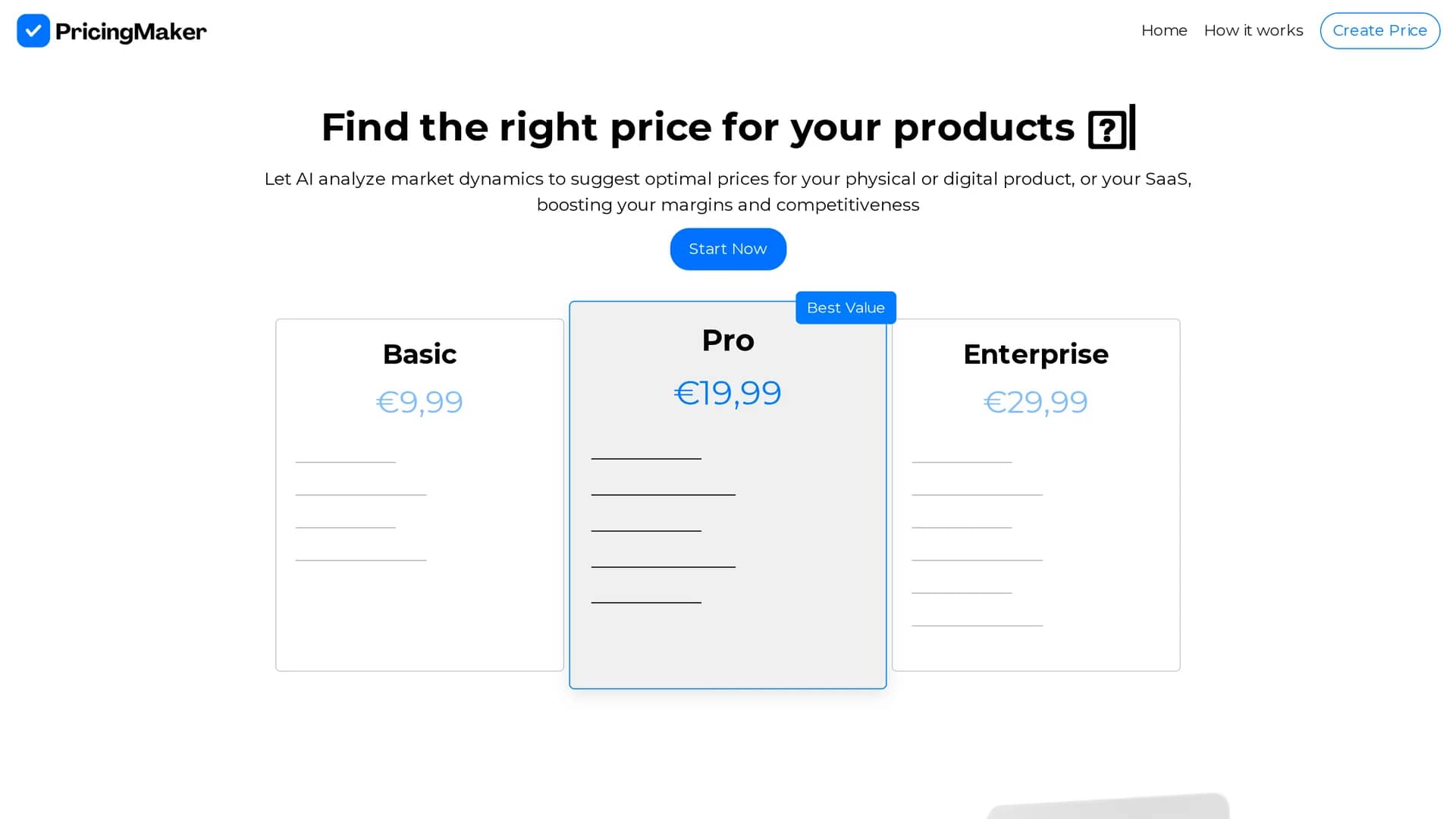 pricingmaker homepage