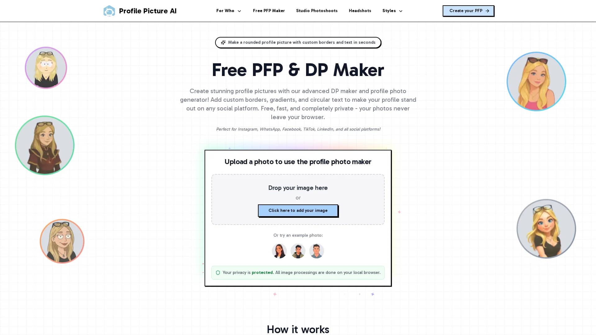 profilepicturemaker-com homepage