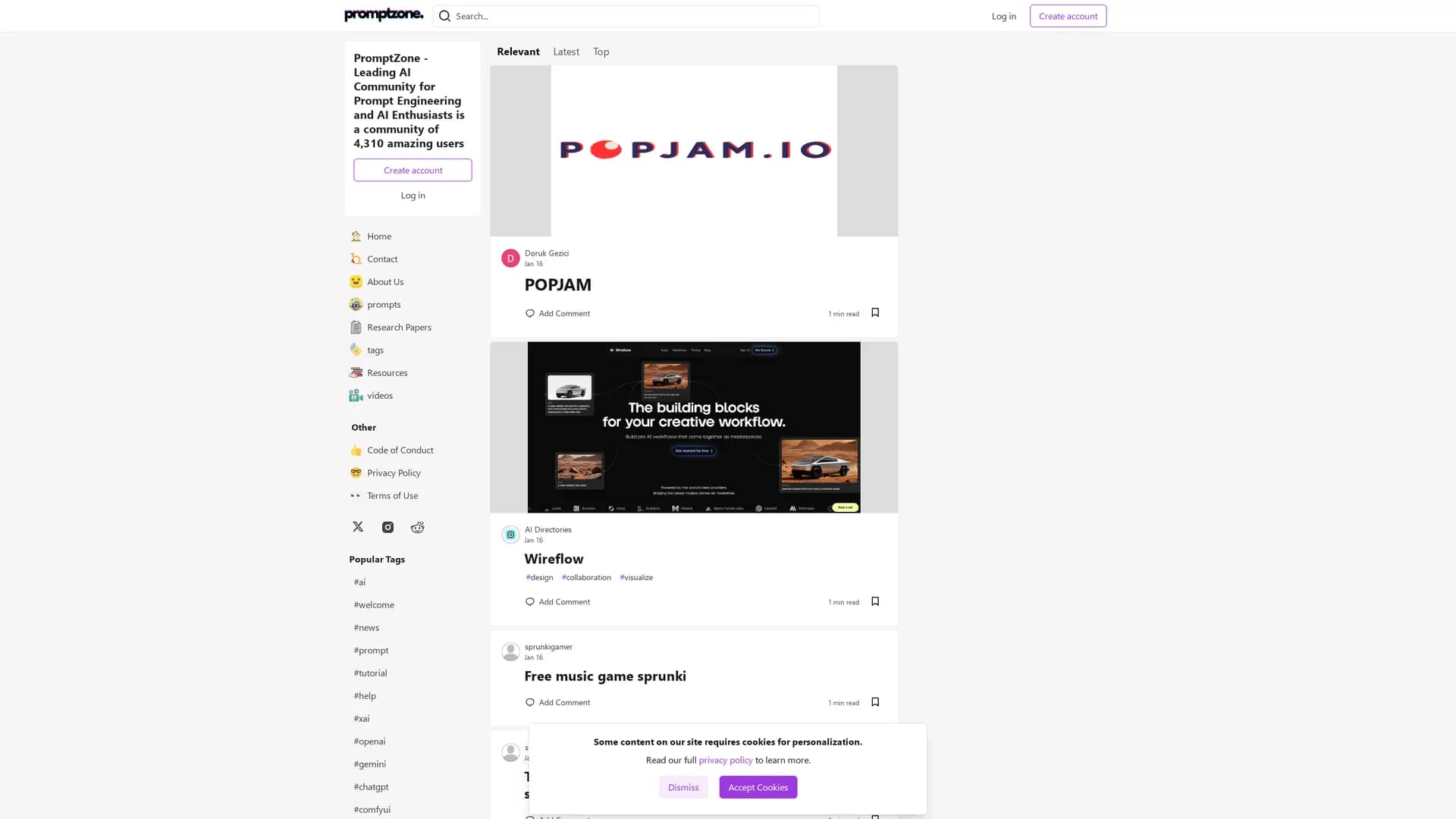promptzone homepage