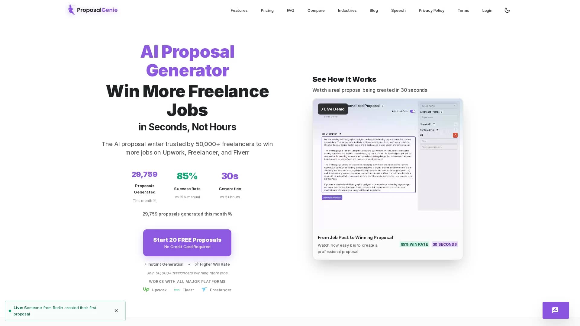 proposal-genie homepage