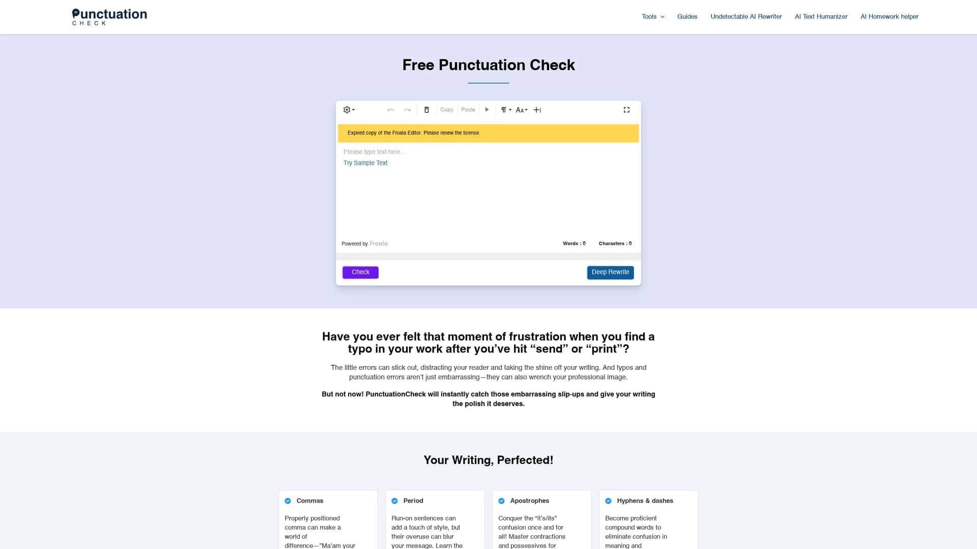 punctuation-check homepage