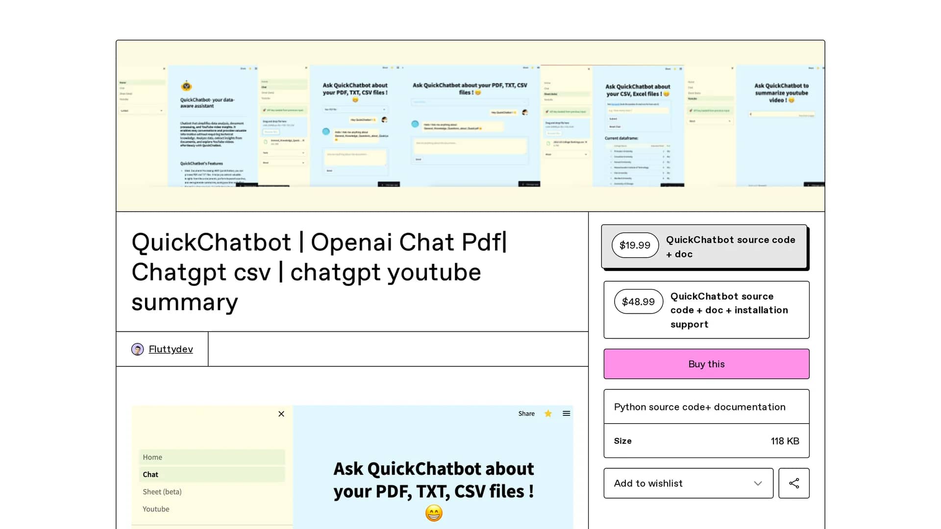 quickchatbot homepage