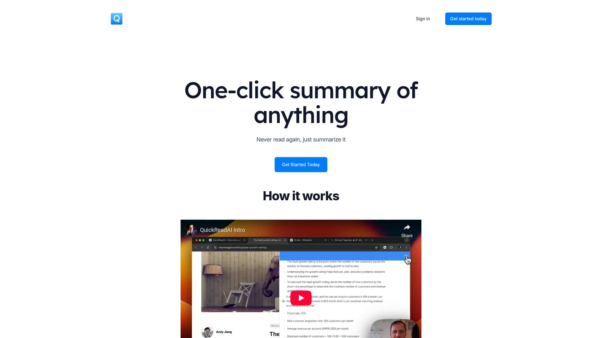 quickread-ai homepage