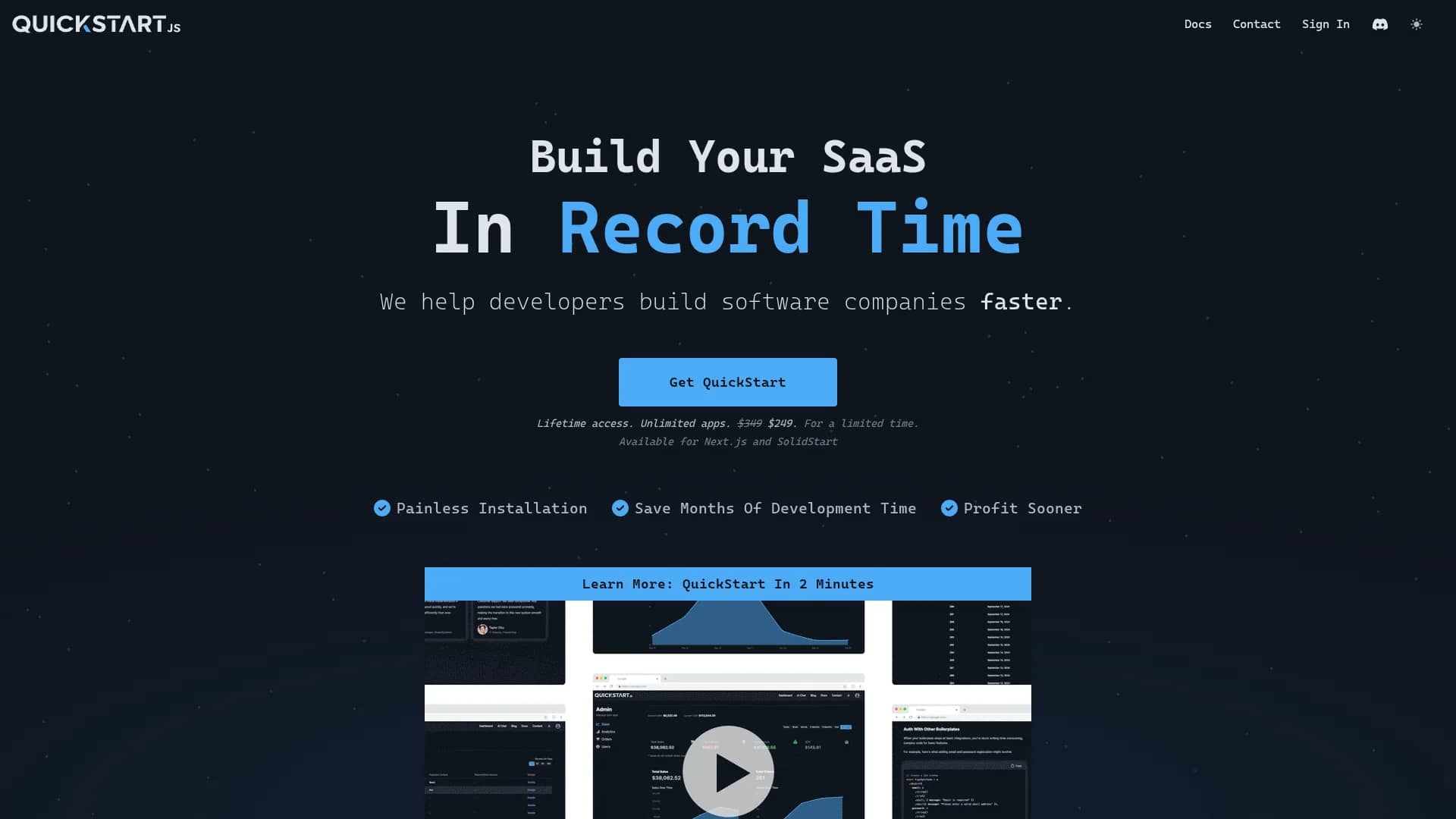quickstart homepage