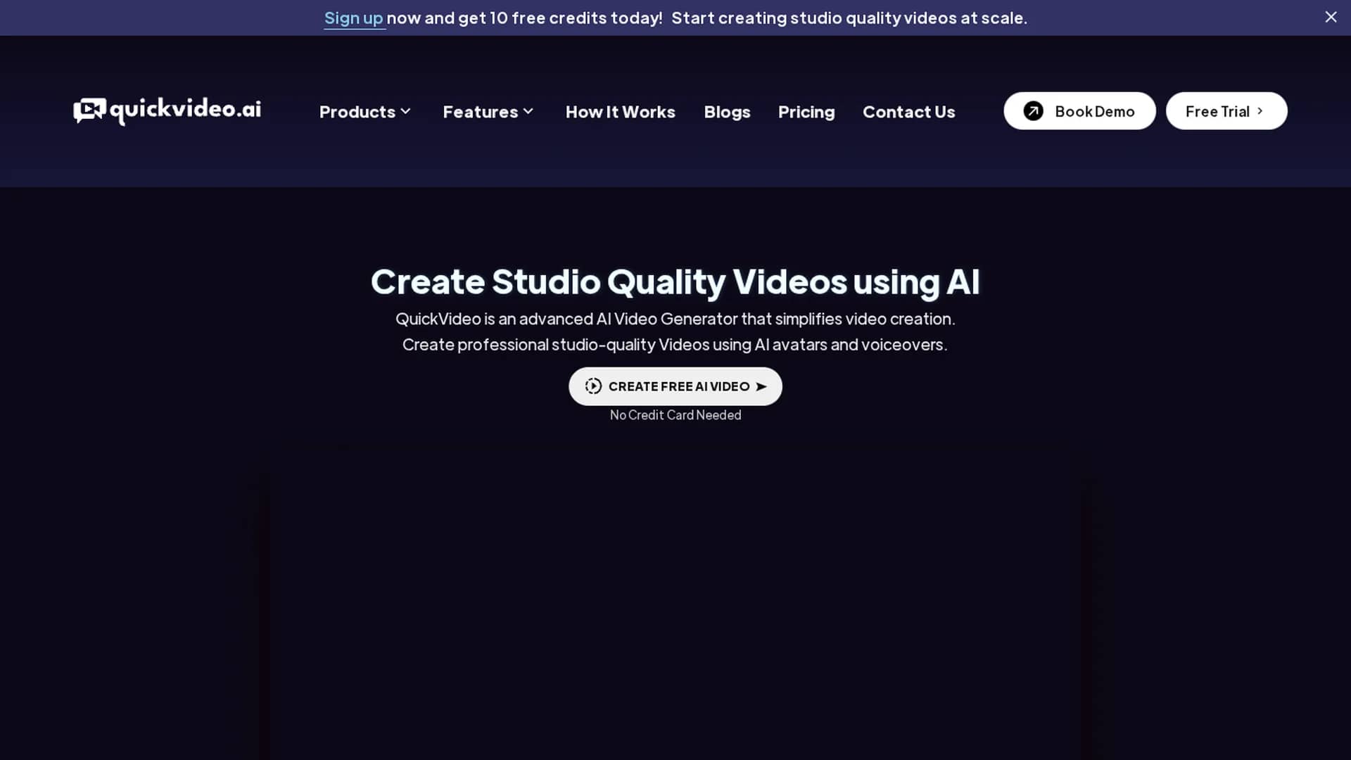 quickvideo-ai homepage
