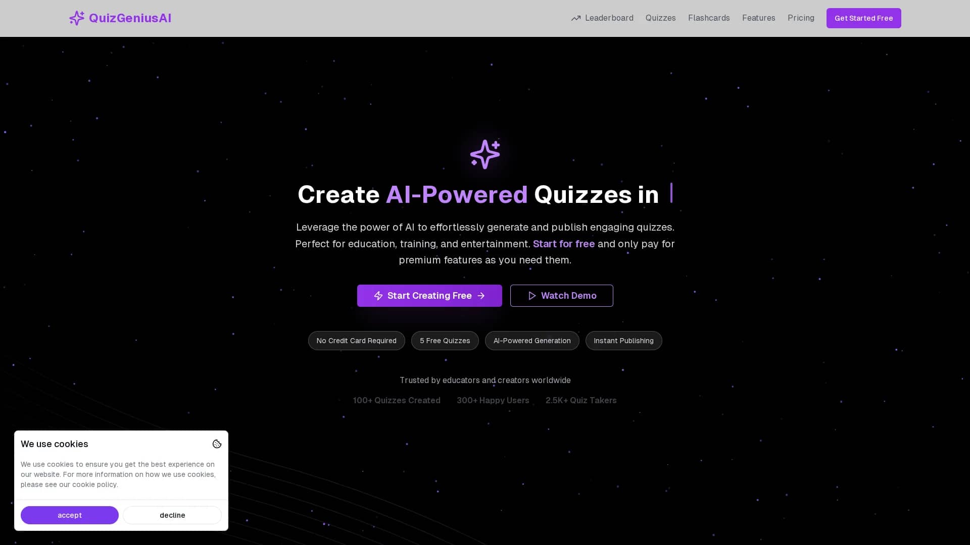 quiz-genius-ai homepage