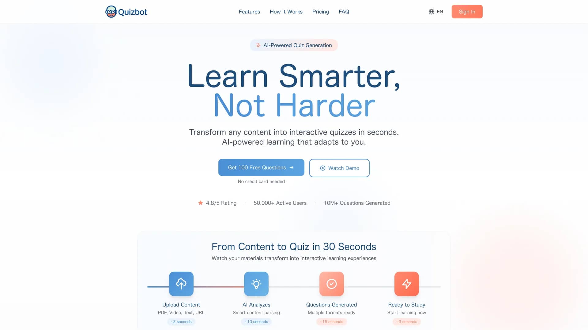 quizbot-ai homepage