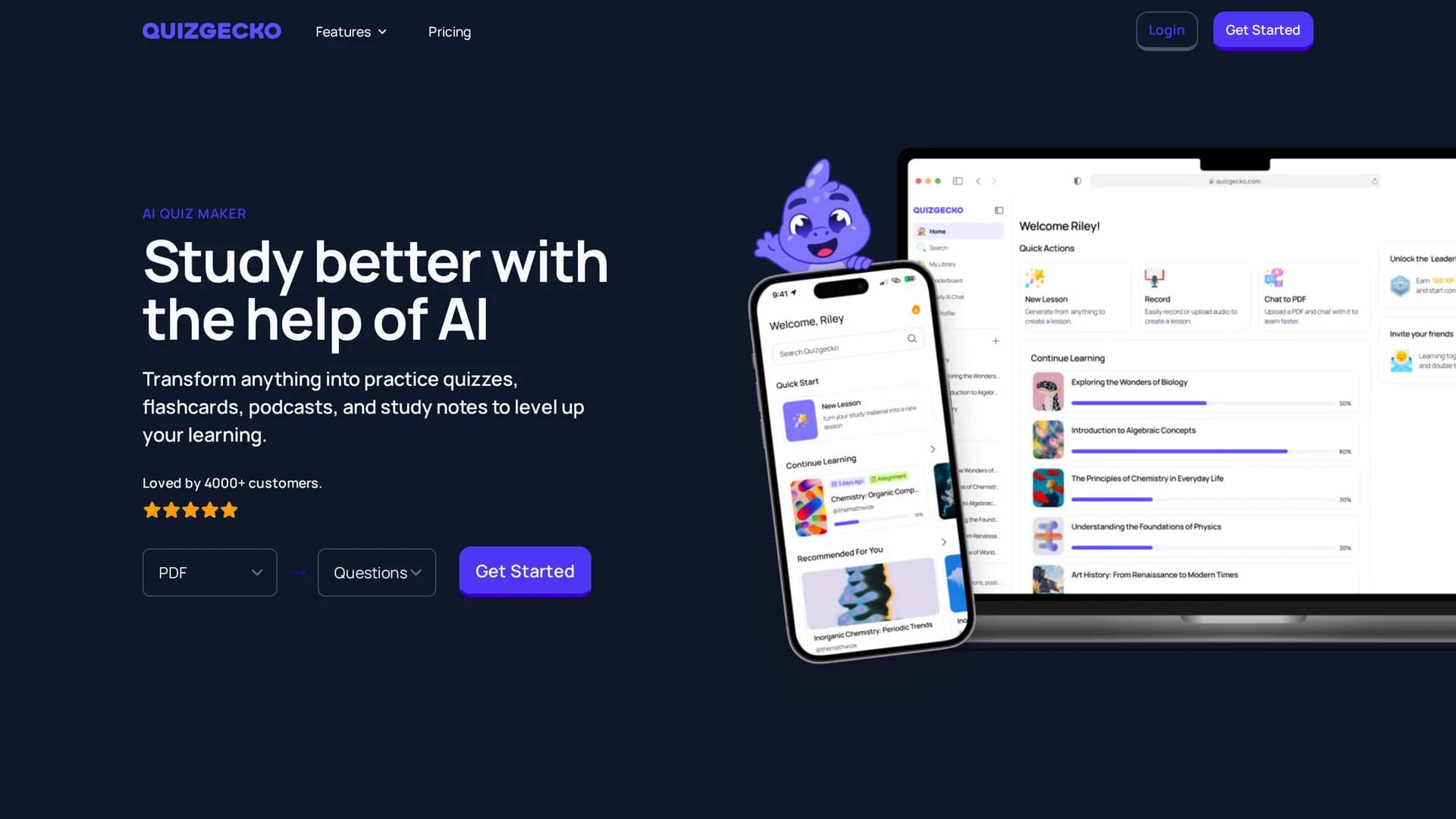 quizgecko homepage